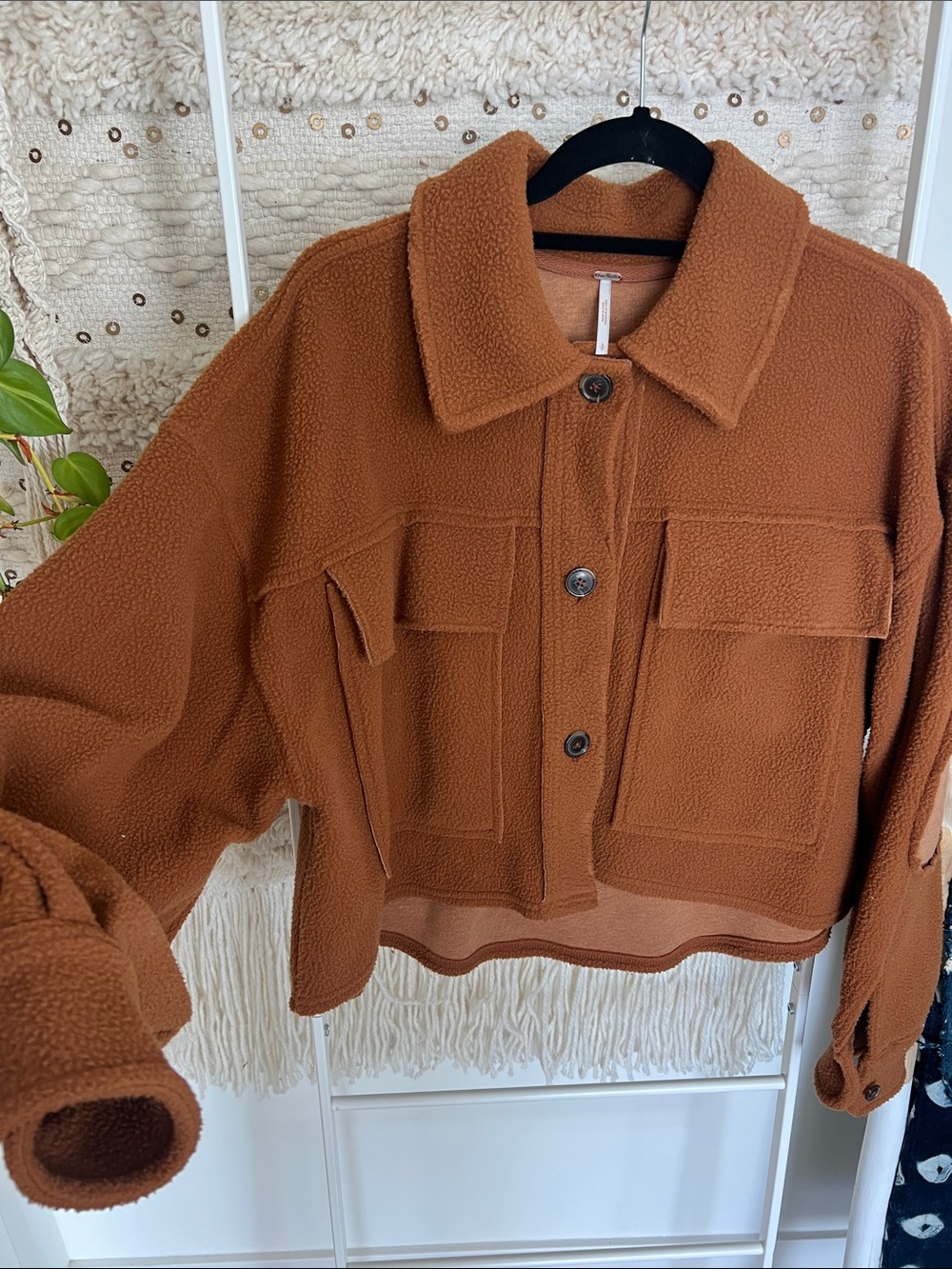 Free people cropped Sherpa/fleece jacket - Picture 3 of 4